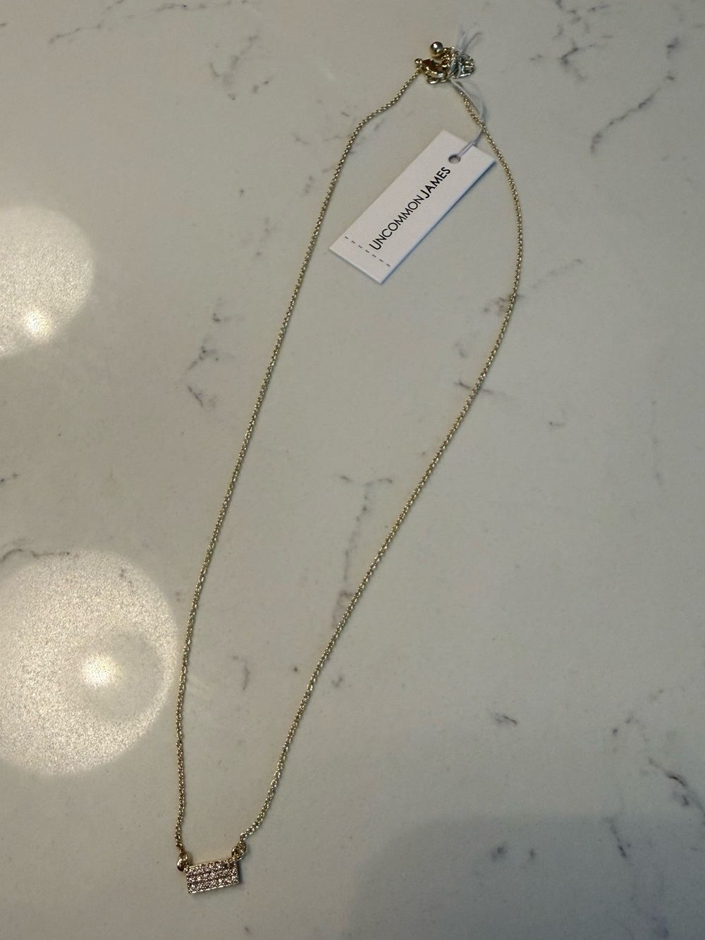 NWT Uncommon James Gold Crystal Bar Pendant Necklace
